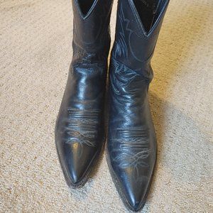 Vintage Black Leather Justin Cowgirl Boots Size 9